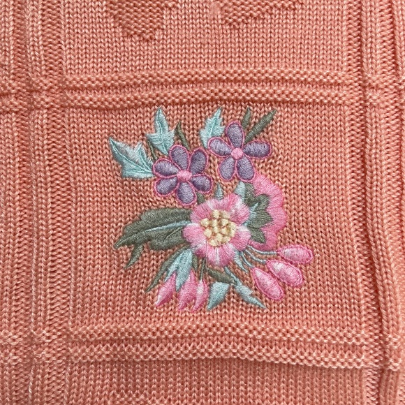 VTG 80s Avon Fashions Kawaii Collar Sweater Pink Floral‎ Embroidered Retro - Picture 4 of 10